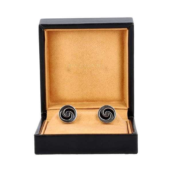 Silver/Lacquer Optical Cufflinks Silver/Black