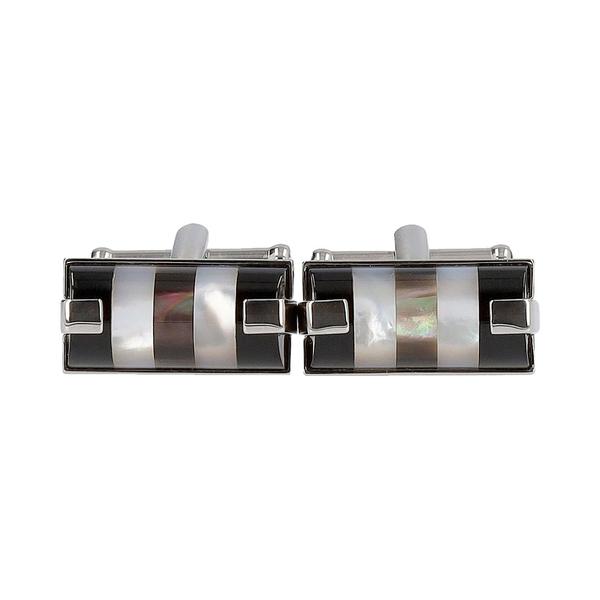 Steel Mother of Pearl/Onyx Striped Cufflinks