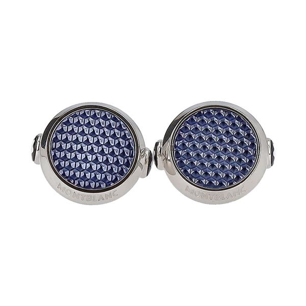 Steel Meisterstuck Lacquer Round Cufflinks Blue