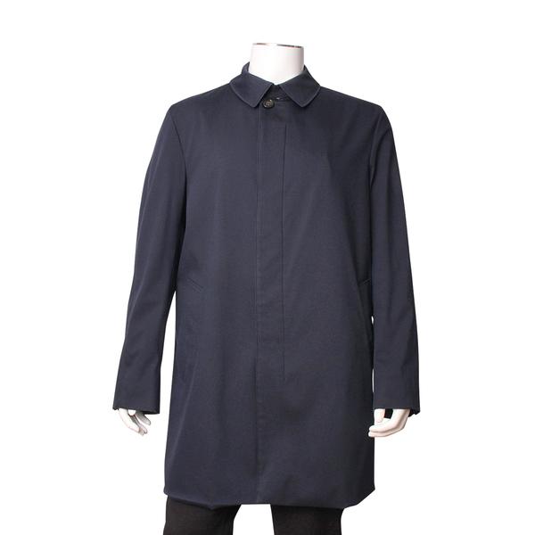 Cotton Blend Mid Length Car Coat Navy