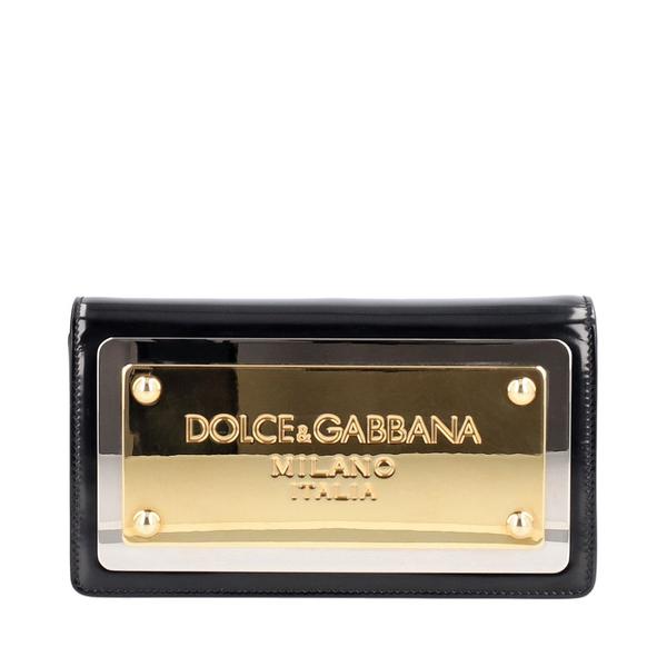 Patent Logo Plate Clutch Bag Black