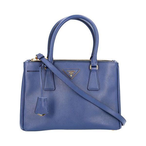 Saffiano Double Zip Small Tote Blue