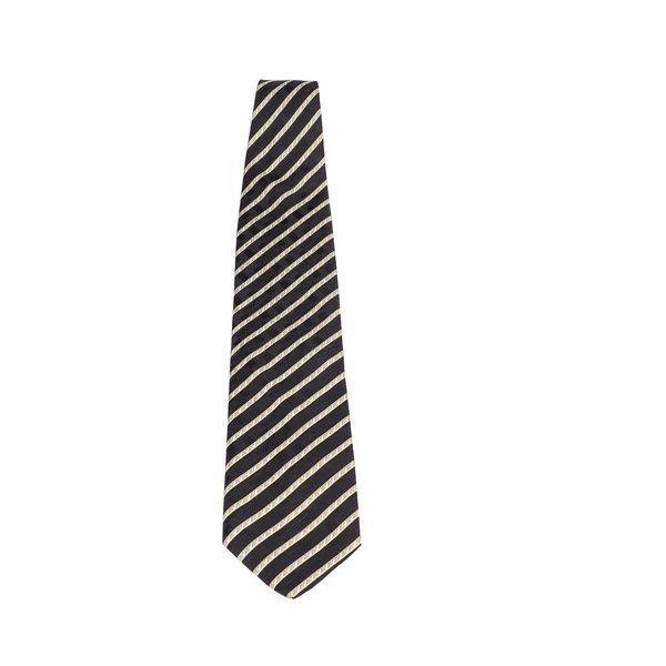 Silk Striped Tie Black/Beige