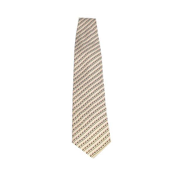 Silk Striped Diamonds Tie Beige