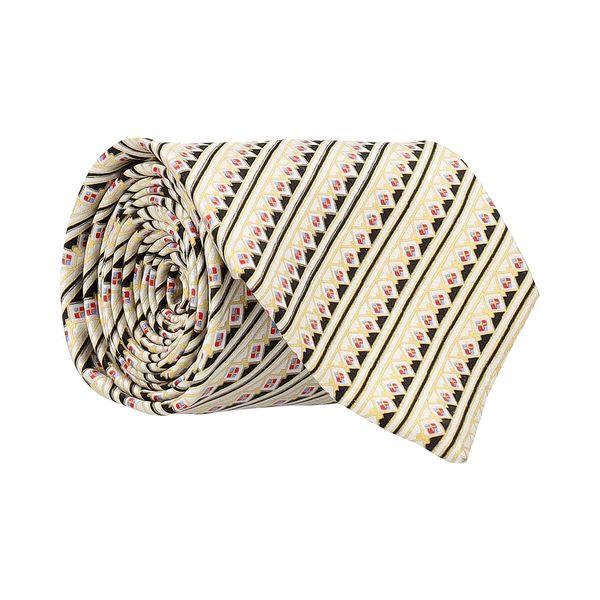 Silk Striped Diamonds Tie Beige