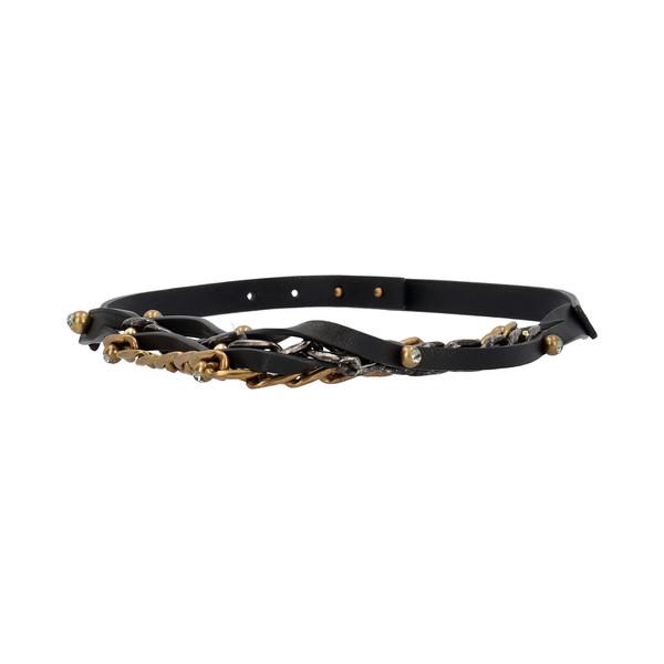 Leather/Chain Crystal Belt Black - S: 75 (30)