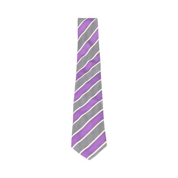 Silk Striped Tie Purple/Grey