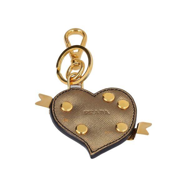 Saffiano Heart Bag Charm Gold Tone