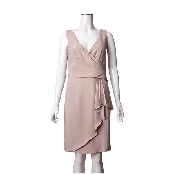 Polyester Sleeveless Dress Beige