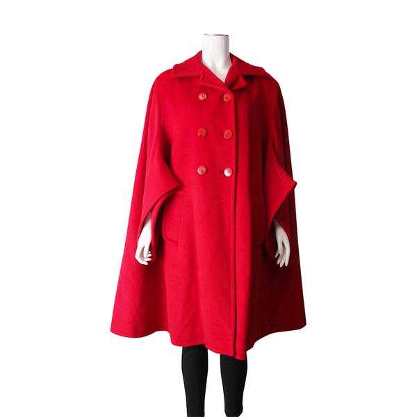 Vintage Wool Blend Coat Red