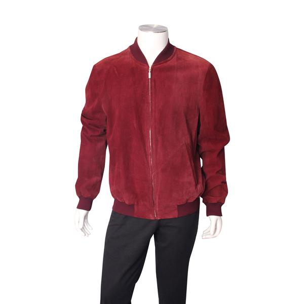 Suede Blouson Jacket Burgundy