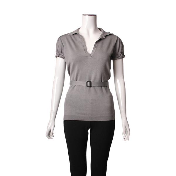 Silk Blend Knit Blouse Grey