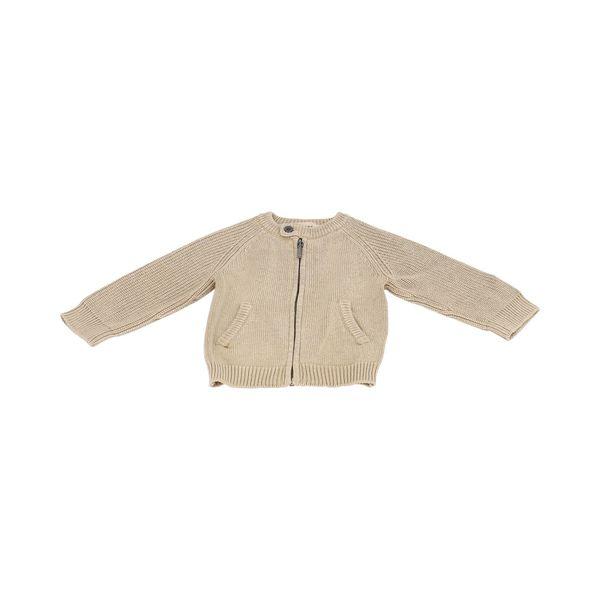 Cotton Kid's Zip Cardigan Beige