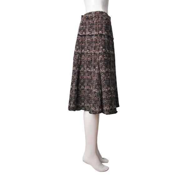 Polyester/Wool Tweed Skirt Brown