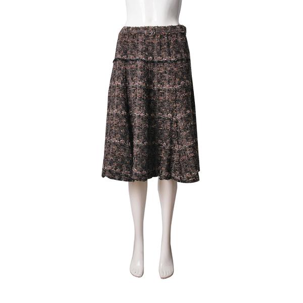 Polyester/Wool Tweed Skirt Brown