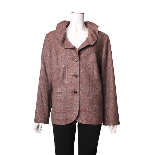 Wool Pleated Collar Blazer Brown