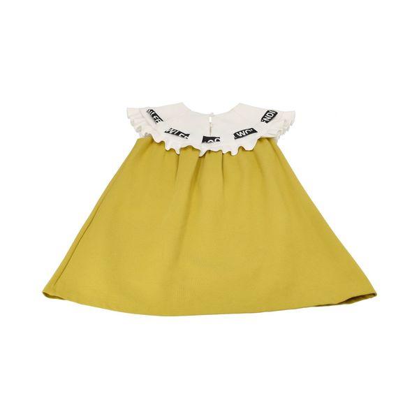 Silk Blend Kids Flare Dress Yellow/White