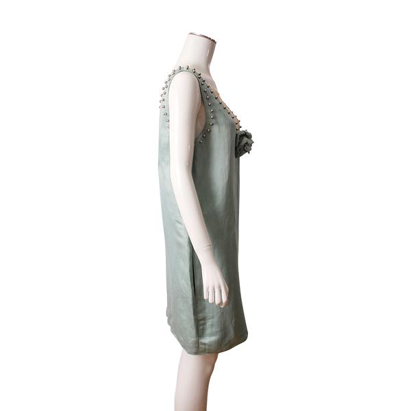 Linen/Silk Pearl Dress Blue