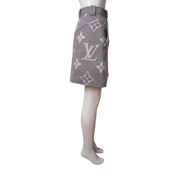 Wool Monogram Mini Skirt Grey