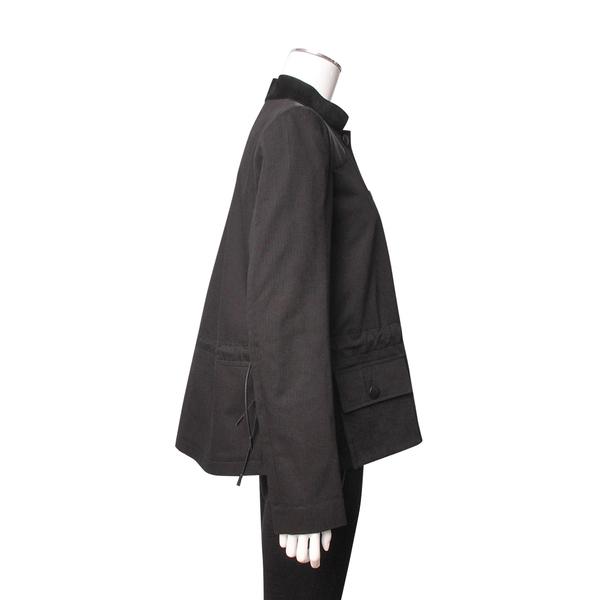 Cotton/Leather Utility Jacket Black