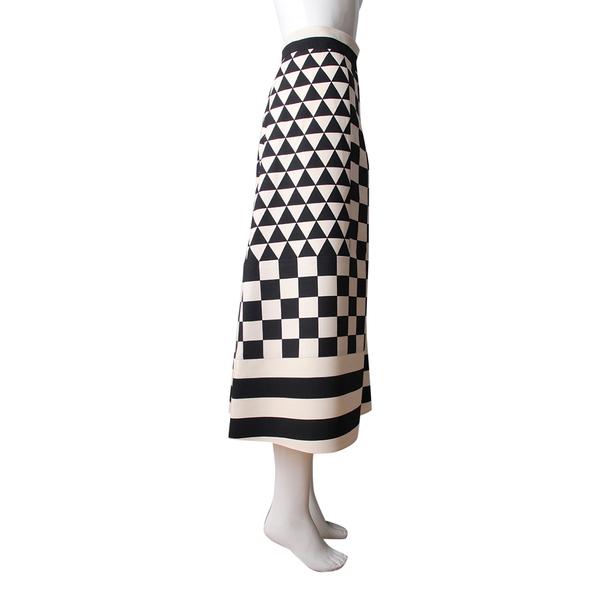 Wool Blend Geometric Skirt Black/White