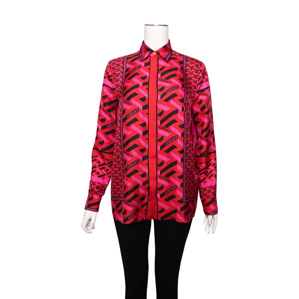 Silk La Greca Shirt Red/Pink