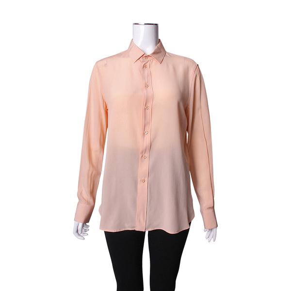 Silk Long Sleeve Shirt Peach