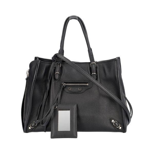 Leather Veau Papier B4 Zip Small Tote Black