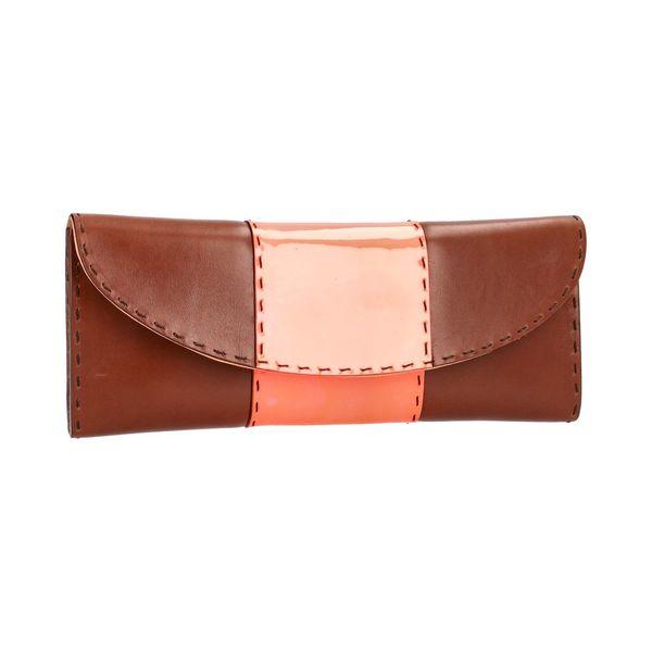 Leather Neon Clutch Brown/Pink