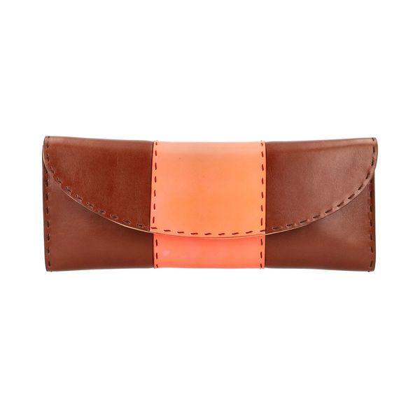 Leather Neon Clutch Brown/Pink