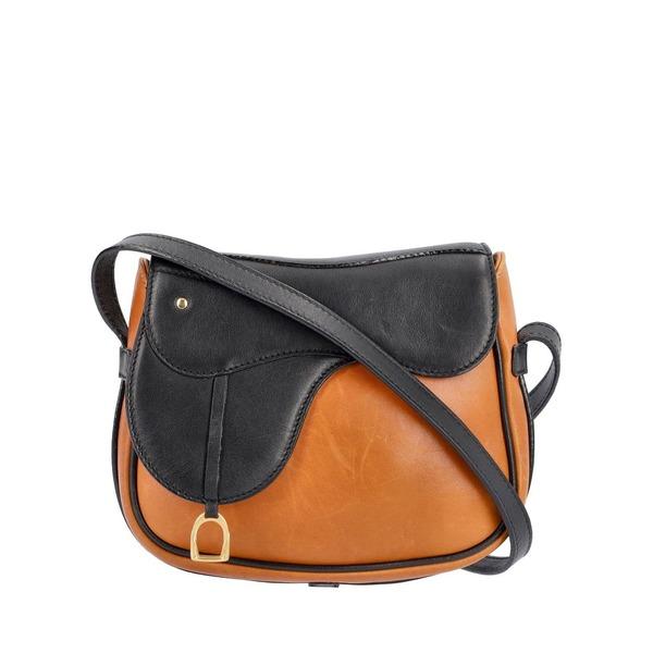 Vintage Leather Saddle Crossbody/Belt Bag Black/Brown