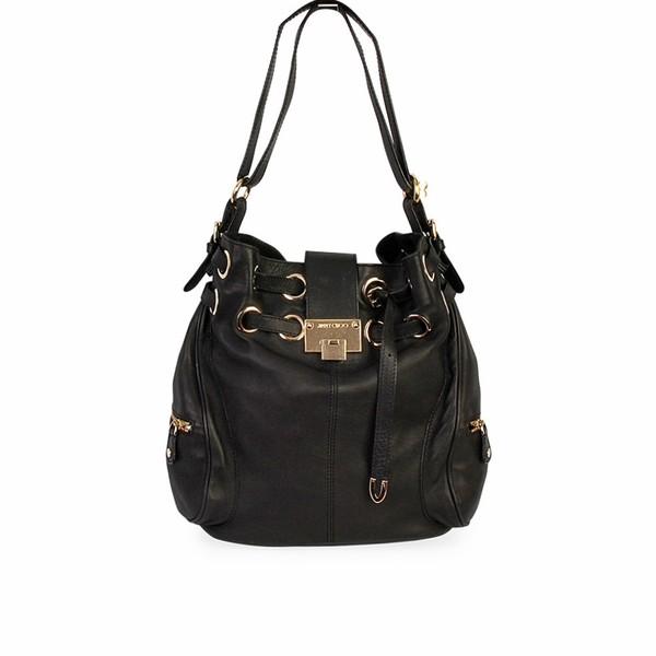 Leather Riki Side Pockets Hobo Black