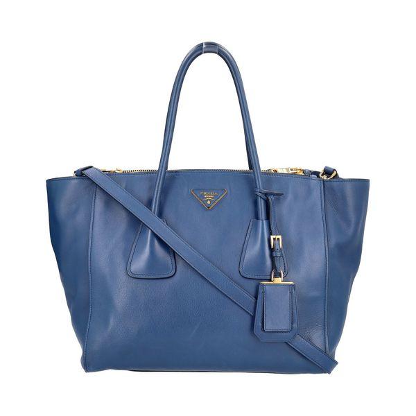 Vitello Soft Twin Pocket Tote Blue