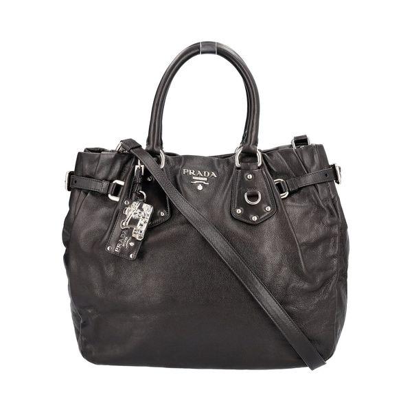 Leather Studded Shoulder Bag Black