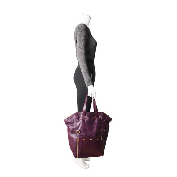 Leather Downtown Large Tote Purple