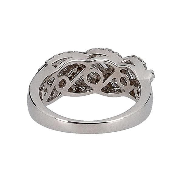 White Gold Pave/Channel Set Baguette & Round Diamond Ring