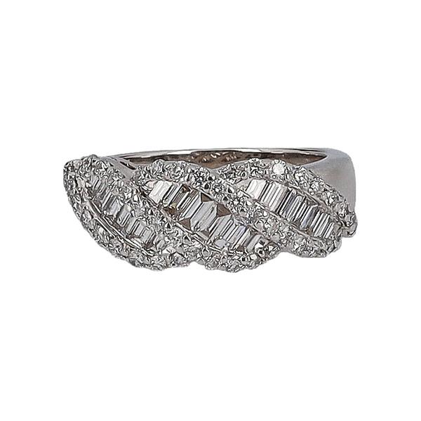 White Gold Pave/Channel Set Baguette & Round Diamond Ring