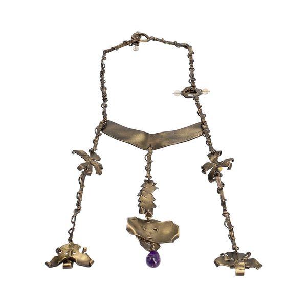 Costume Sculpture Necklace Bronze