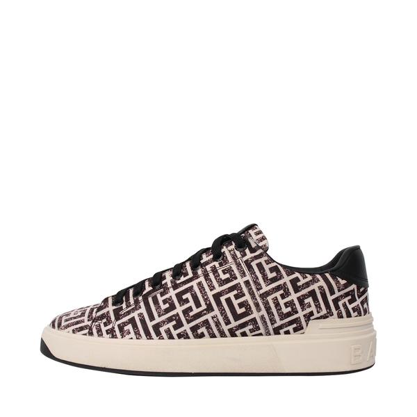 Canvas Jacquard Monogram B-Court Sneakers Black/White