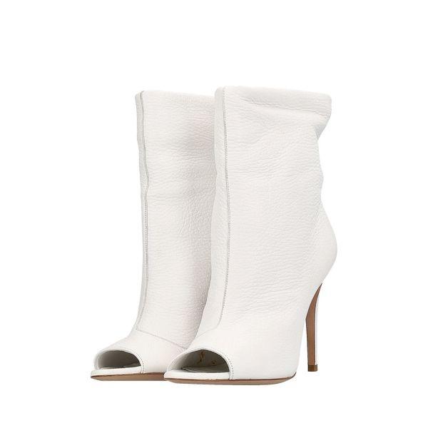 Leather Heritage Burlison Peep Toe Ankle Boots White