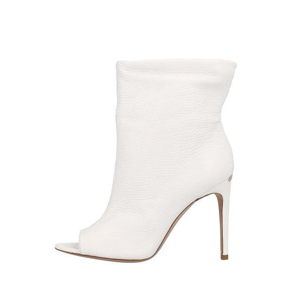 Leather Heritage Burlison Peep Toe Ankle Boots White