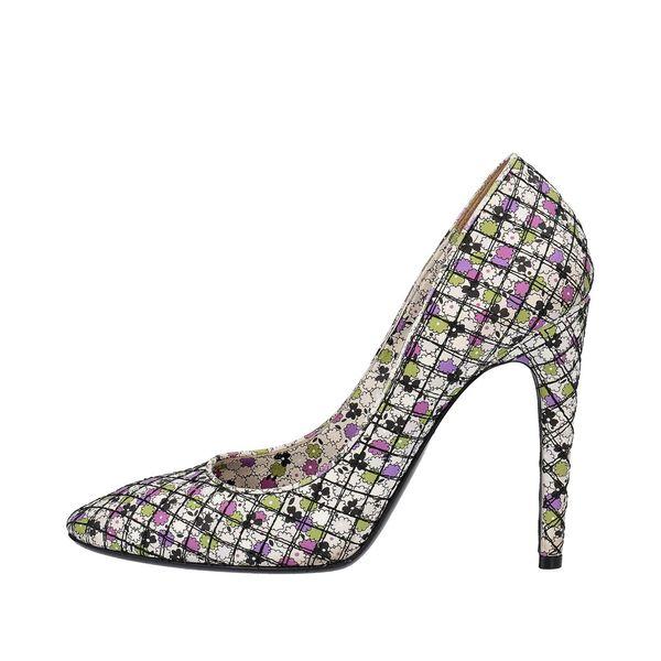 Leather Flower Printed Pumps Multicolour