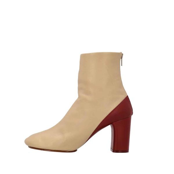 Leather Ankle Boots Beige/Brown