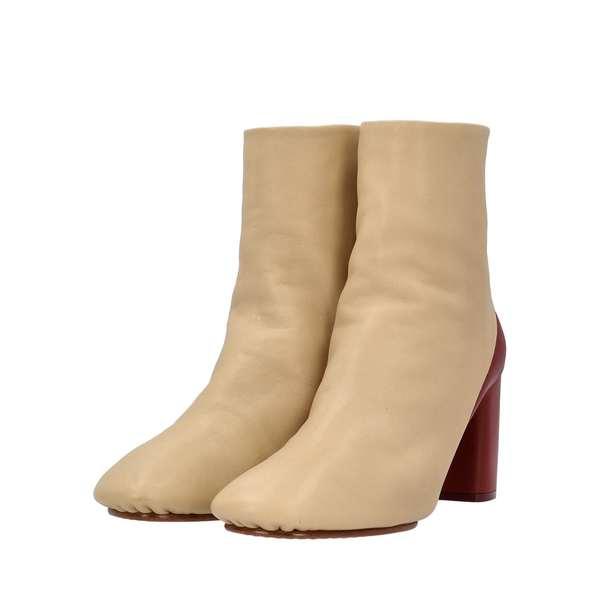 Leather Ankle Boots Beige/Brown