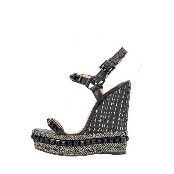 Leather Cataclou Optic Mosaico Wedge Sandals Black