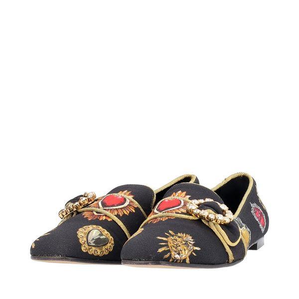 Fabric/Lame Trim Embellished Loafers Black