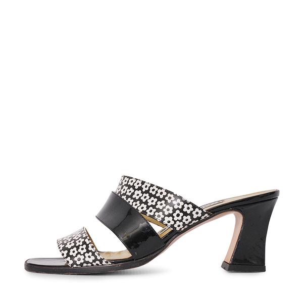 Patent Floral Print Mules Black/White