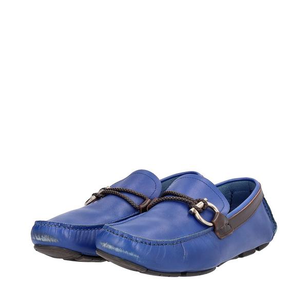 Leather Gancini Loafers Blue