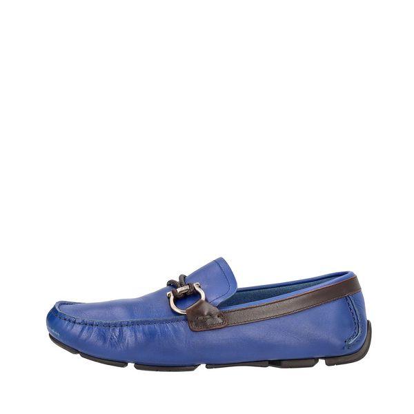 Leather Gancini Loafers Blue