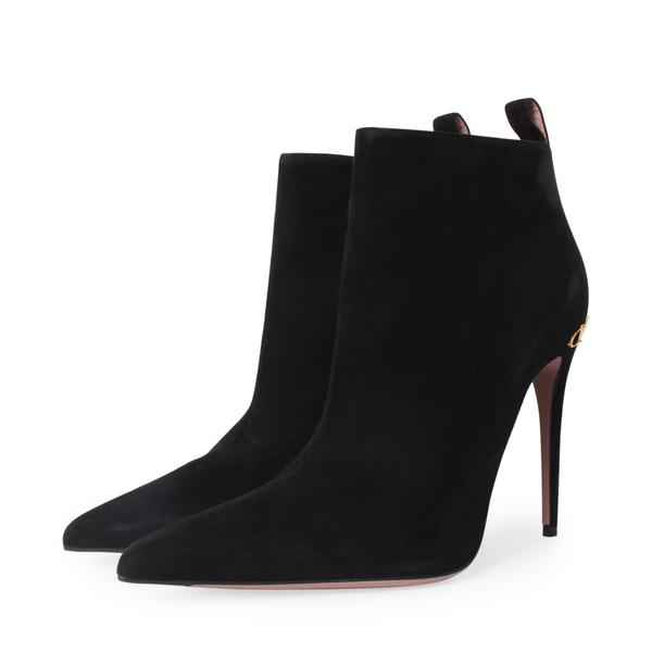 Suede Horsebit Ankle Booties Black